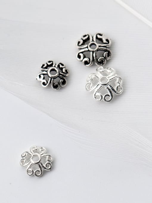 FAN 925 Sterling Silver With Antique Silver Plated Vintage Flower Bead Caps 3