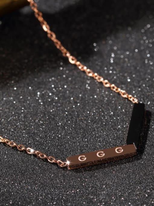 OUXI Titanium Personality Rose Gold V Shaped Necklace 0