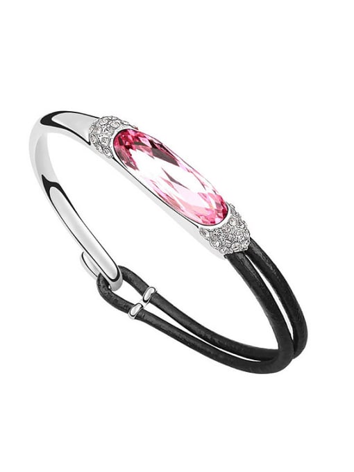 8 Fashion Oval austrian Crystal Alloy Artificial Leather Bracelet