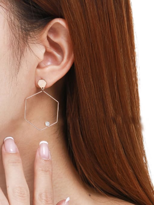 JINDING Trendy Geometric Rose Gold Zircon hoop earring 1