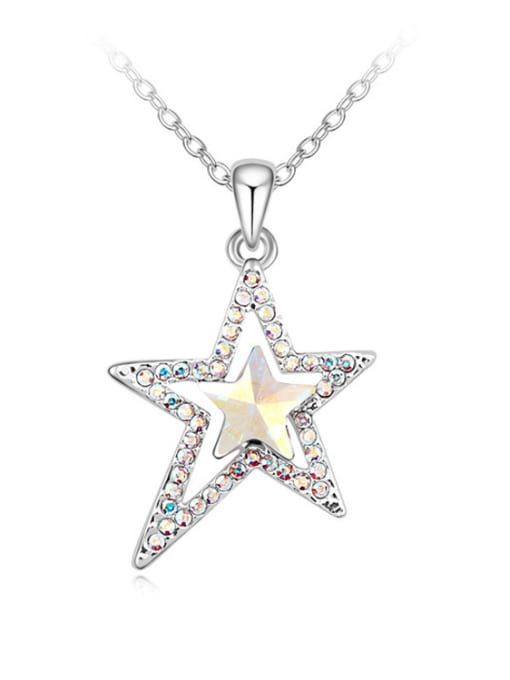 beige Simple austrian Crystals-covered Star Pendant Alloy Necklace