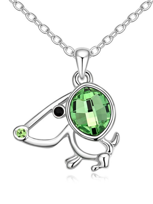 green Personalized Zodiac Dog austrian Crystals Pendant Alloy Necklace