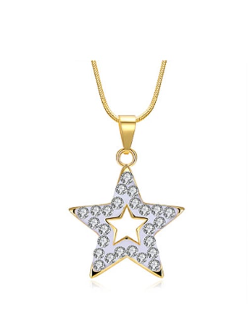 OUXI Fashion Hollow Star Rhinestones Necklace 0