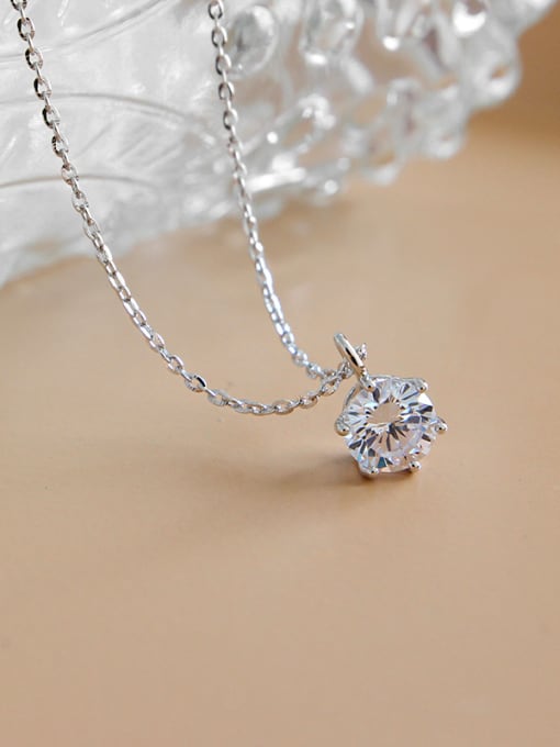 DAKA 925 Sterling Silver With Platinum Plated Simplistic Necklaces