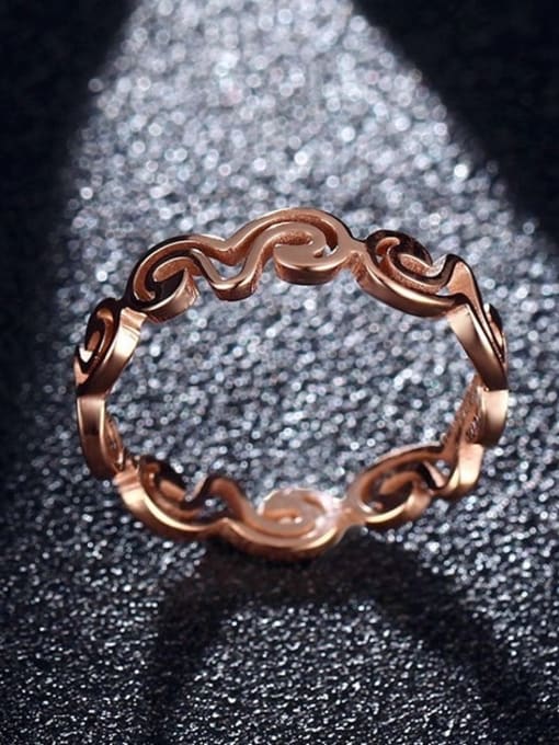 CONG Fresh Rose Gold Plated Hollow Titanium Ring 2