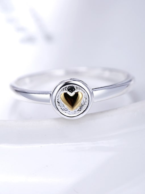 Double Color Personality 925 Silver Heart Shaped Enamel Ring