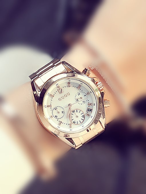 White GUOU Brand Fashion Business Mechanical Watch