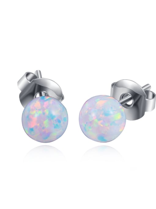 White Small Balls-shape Fashion Opal Stud Earrings