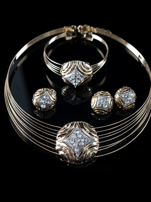 Lan Fu Fashion Rhinestones Four Pieces Jewelry Set 1