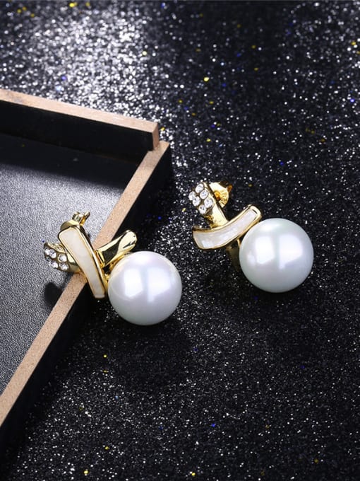 Golden 18K Gold Plated Artificial Pearl Drop Earrings