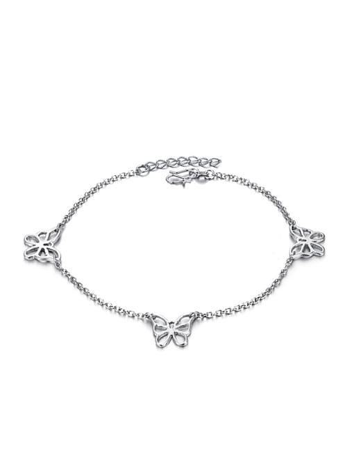 Open Sky Simple Hollow Butterflies Platinum Plated Anklet 0