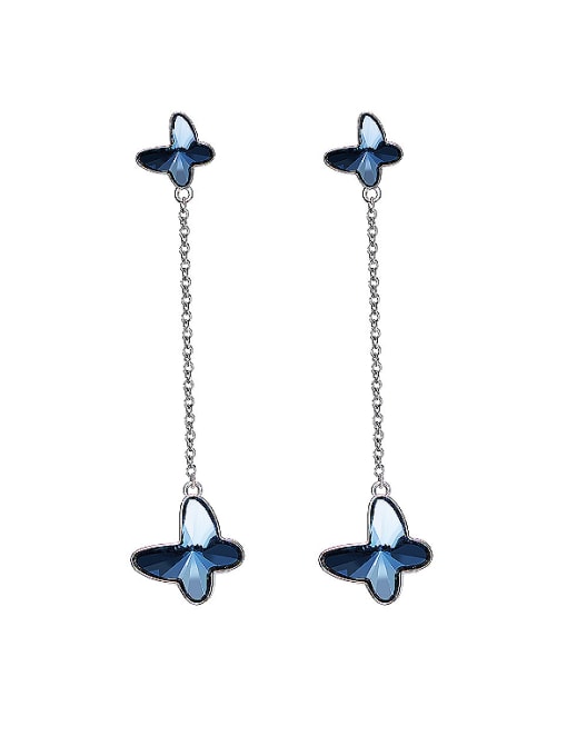 Blue S925 Silver Butterfly Shaped threader earring