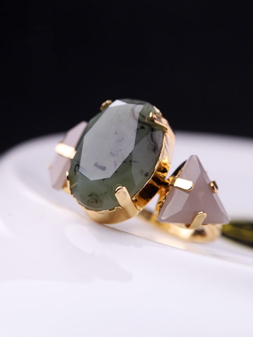 gold plated Oval Triangle Stones Alloy Ring