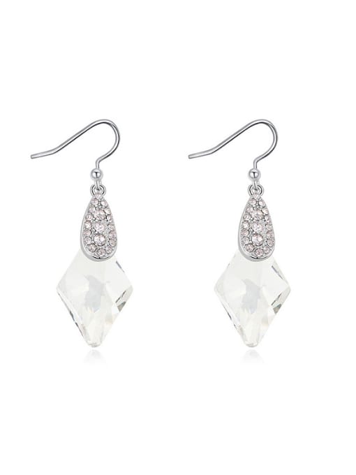white Simple Rhombus Cubic austrian Crystals Alloy Earrings