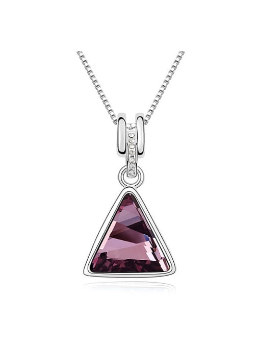QIANZI Simple Shiny Triangle austrian Crystal Pendant Alloy Necklace