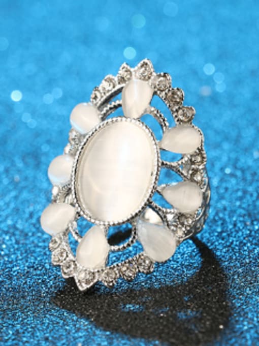 Gujin Fashion Elegant Opal stones Hollow Alloy Ring 3