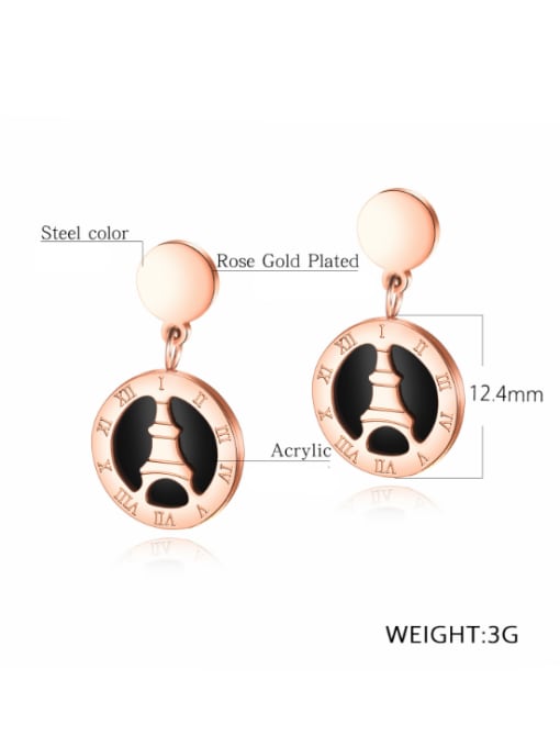 Open Sky Stainless Steel With Rose Gold Plated Trendy Round Eiffel tower Stud Earrings 2