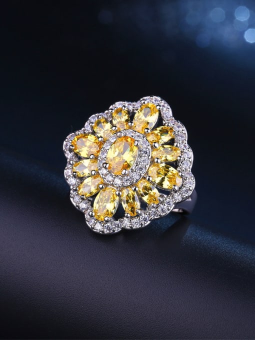 L.WIN Platinum Plated Flower Pattern Ring 2