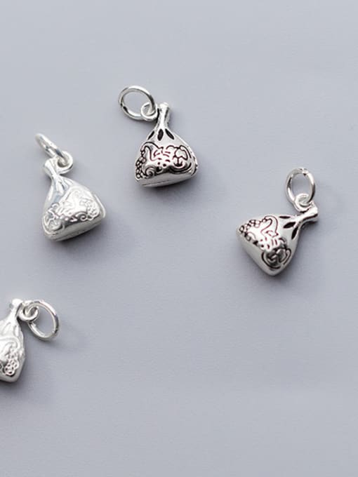 FAN 925 Sterling Silver With Silver Plated Ethnic Geometric Purse Charms 0