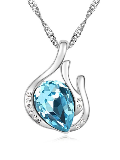 light blue Simple Water Drop austrian Crystal Pendant Necklace