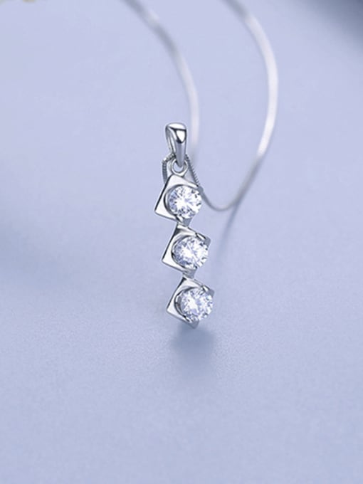 One Silver Elegant Diamond Shaped Zircons Pendant 0