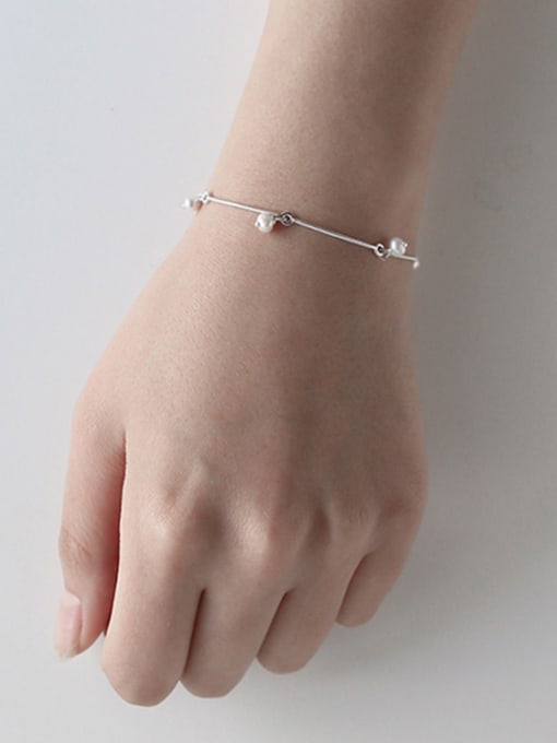 DAKA Simple White Artificial Pearls Silver Bracelet 1