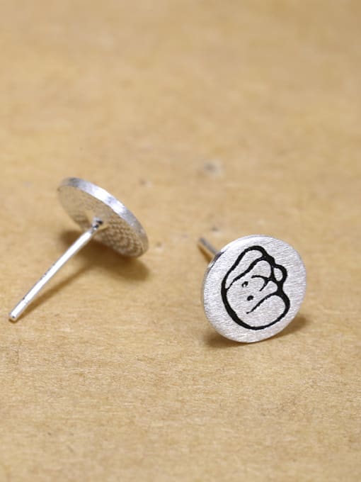 Peng Yuan Tiny 925 silver Puppy Dog-etched Stud Earrings 2
