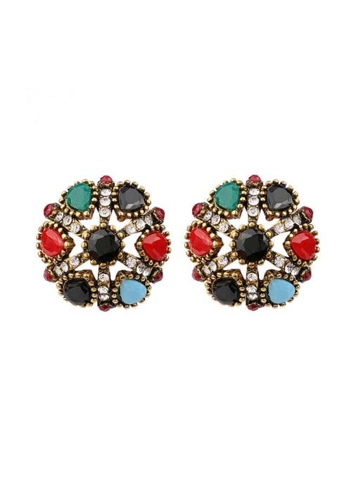 Gujin Ethnic style Colorful Water Drop shaped Resin stones Alloy Earrings 0