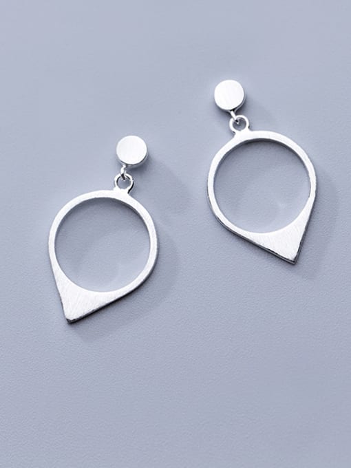 Rosh 925 Sterling Silver With Platinum Plated Simplistic Geometric Drop Earrings