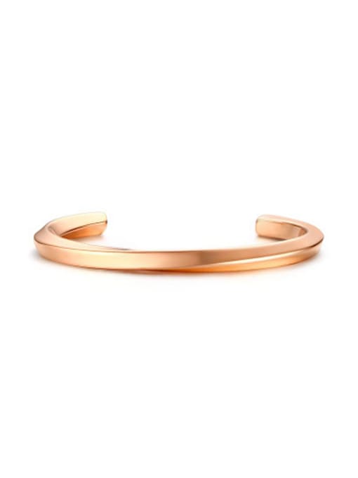 CONG Elegant Open Design Rose Gold Plated Titanium Bangle 0