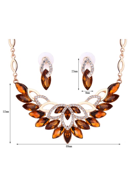 BESTIE Alloy Rose Gold Plated Fashion Marquise Stones Two Pieces Jewelry Set 2
