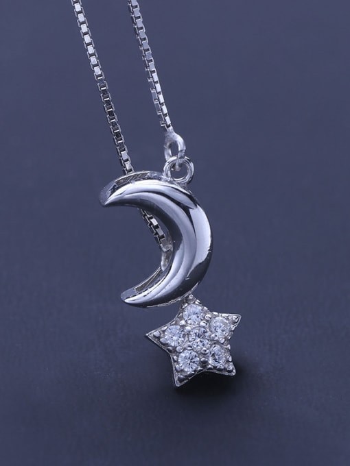 One Silver Moon And Star Necklace 0