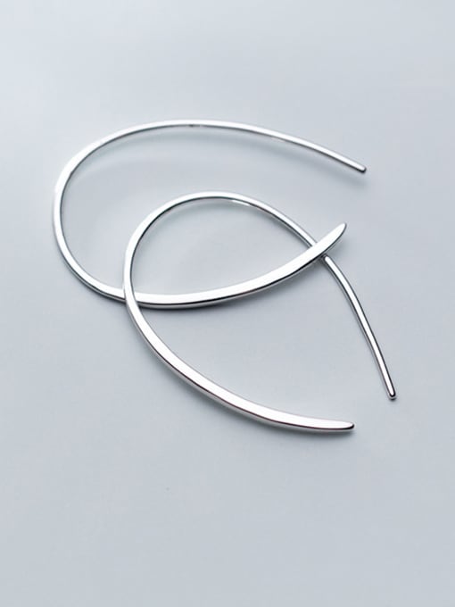 Rosh 925 Sterling Silver With Smooth  Simplistic Hook Hoop Earrings 1