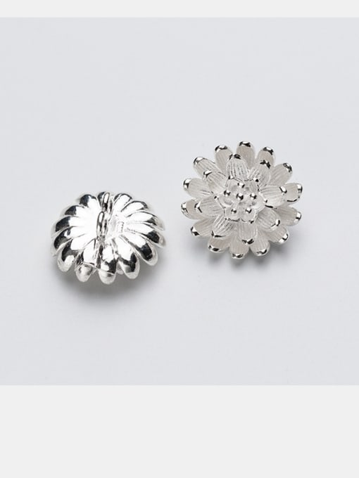 FAN 925 Sterling Silver With Silver Plated flower Bent Pipe