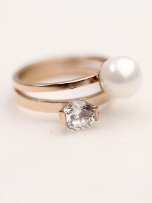 GROSE Zircon Artificial Pearl Fashion Ring 1