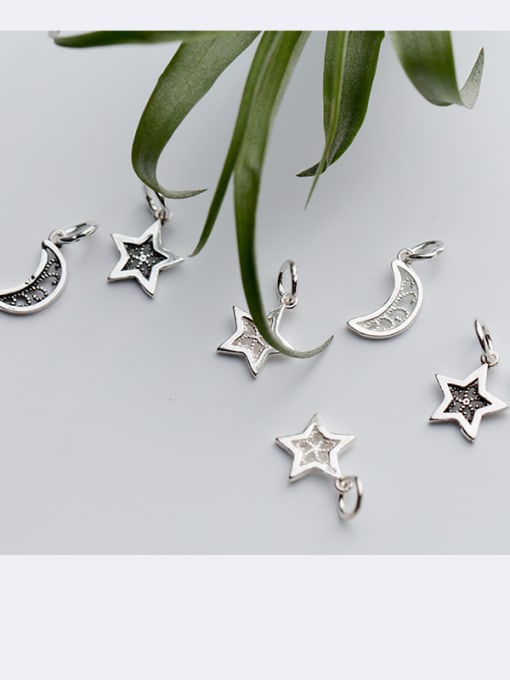 FAN 925 Sterling Silver With Antique Silver Plated Trendy Moon star Charms 2