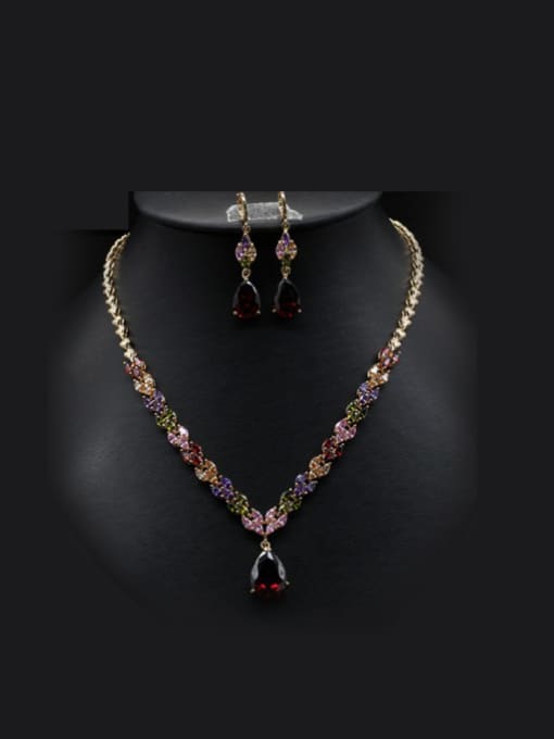 L.WIN Noble Colorful ZirconTwo Pieces Jewelry Set 0