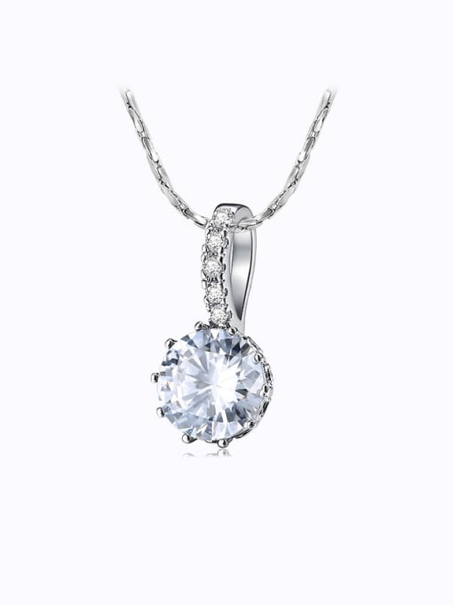 White Copper Alloy White Gold Plated Fashion Simple Zircon Necklace