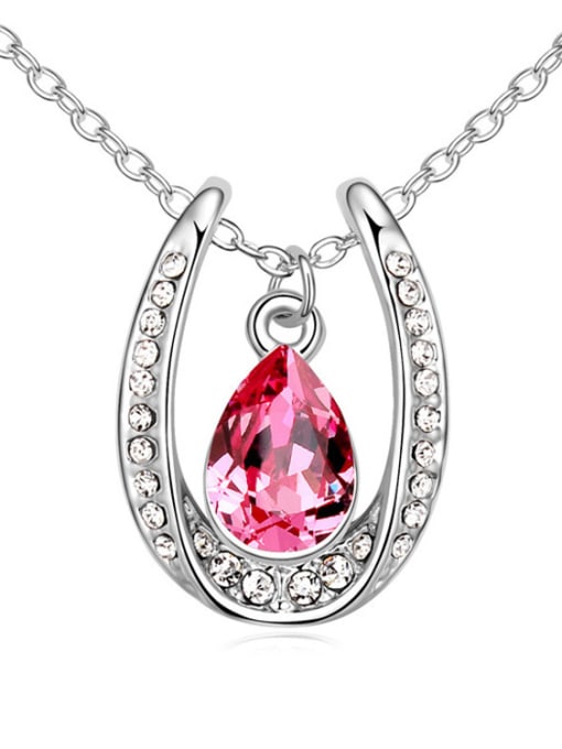 pink Fashion Water Drop austrian Crystals Pendant Alloy Necklace