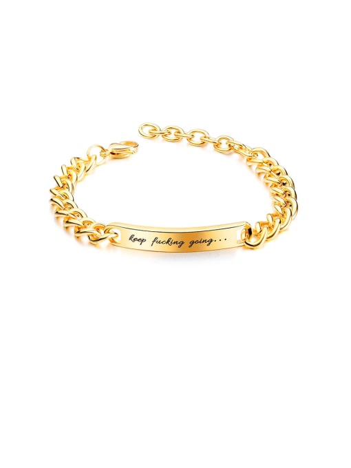 Gold Titanium With Monogram  Simplistic Geometric Mens  Bracelets