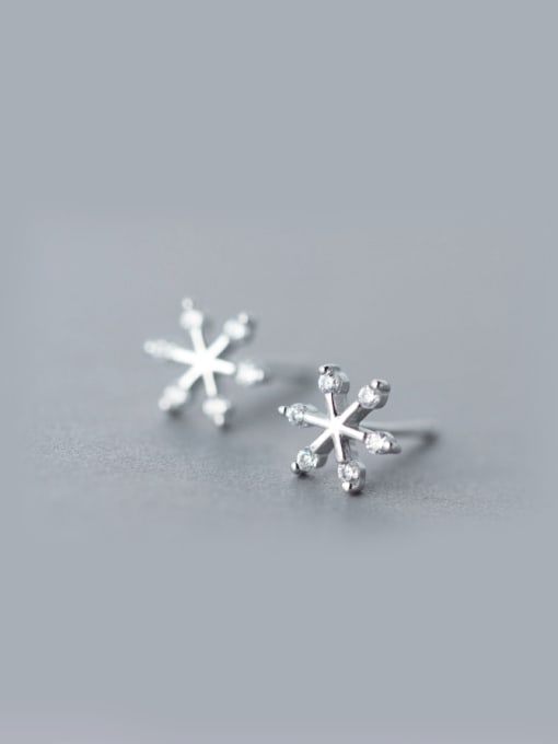 Rosh S925 Silver Fashion zircon Snowflake Stud cuff earring 0