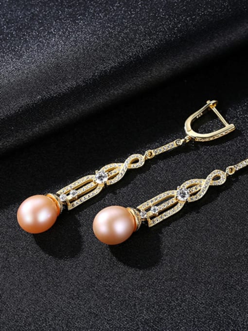 Pink Pure silver retro 7-8mm Natural Freshwater Pearl Earrings