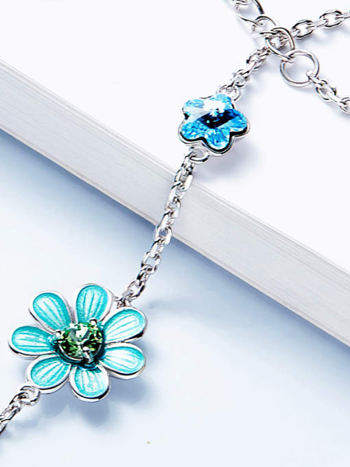 CEIDAI Fashion austrian Crystals Flowers 925 Silver Bracelet 3