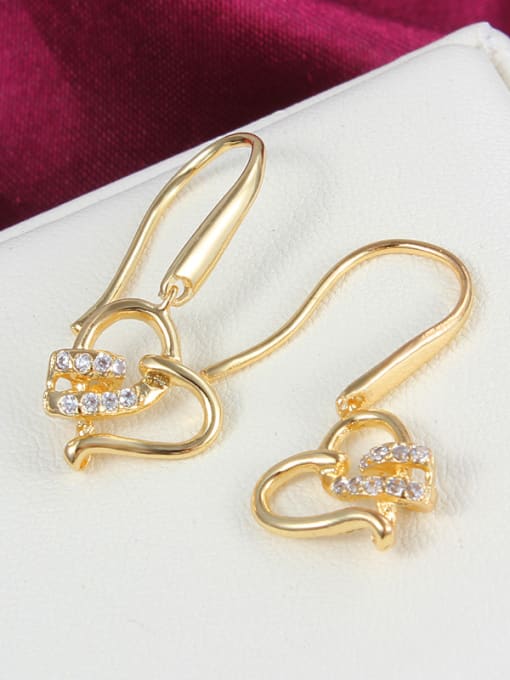 SANTIAGO Creative 18K Gold Plated Heart Shaped Zircon Drop Earrings 1