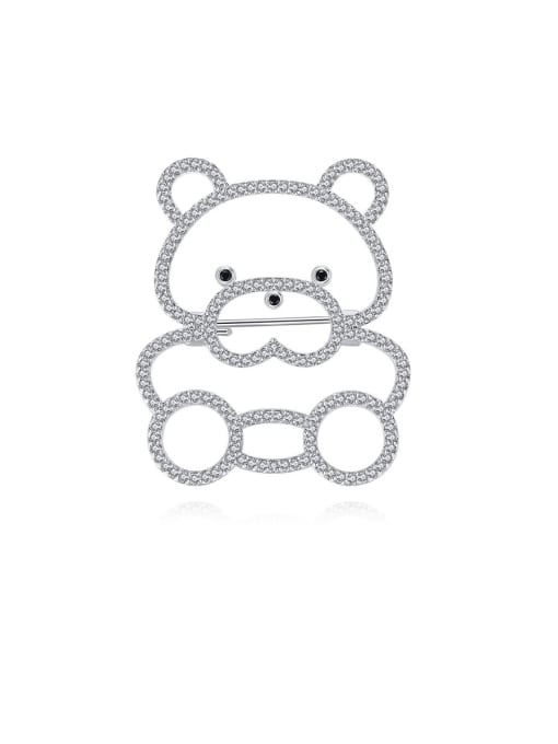 BLING SU Copper With Platinum Plated Cute Bear Brooches 0