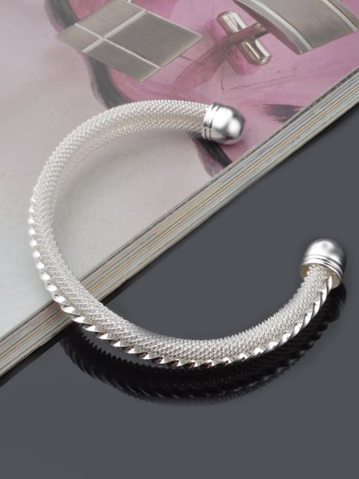 Ya Heng Simple Silver Plated Copper Opening Bangle 2