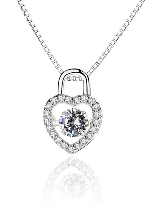 Peng Yuan Fashion Heart Lock Shiny Zirconias-covered 925 Silver Pendant