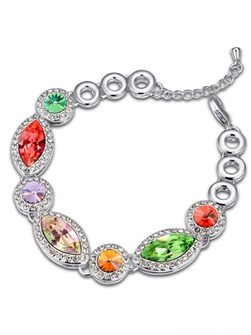 multi-color Fashion Shiny austrian Crystals Hollow Round Alloy Bracelet