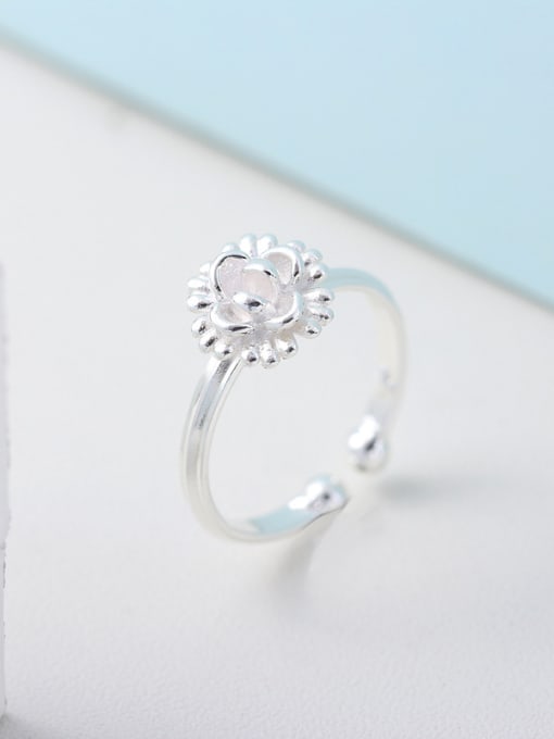 kwan S925 Silver Flower Fress Size Simple Ring 2