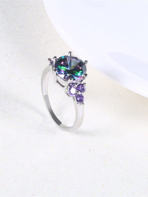 Platinum Exquisite Multi-color Glass Beads Women Ring